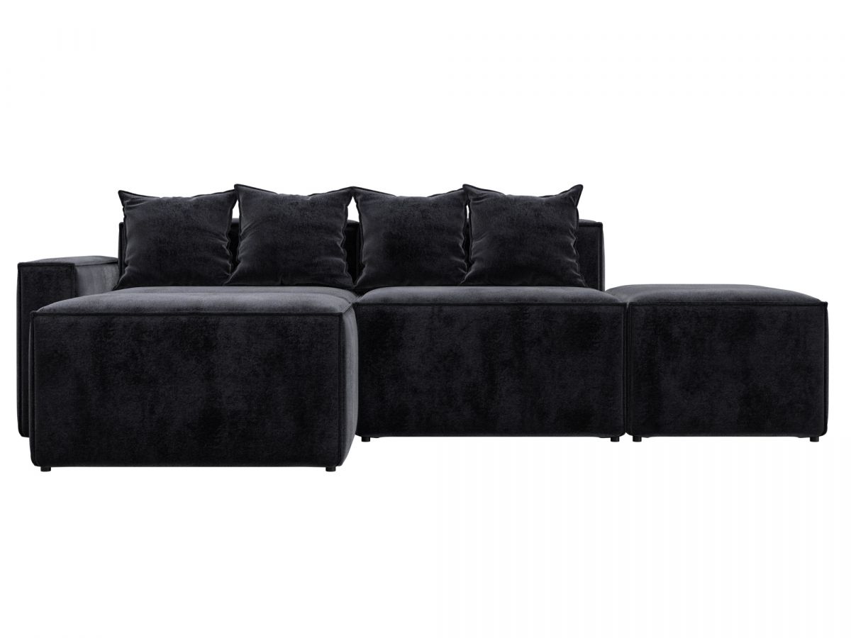 129796L Диван угловой модульный Лига-063 угол левый | велюр | tower 11 темно-серый