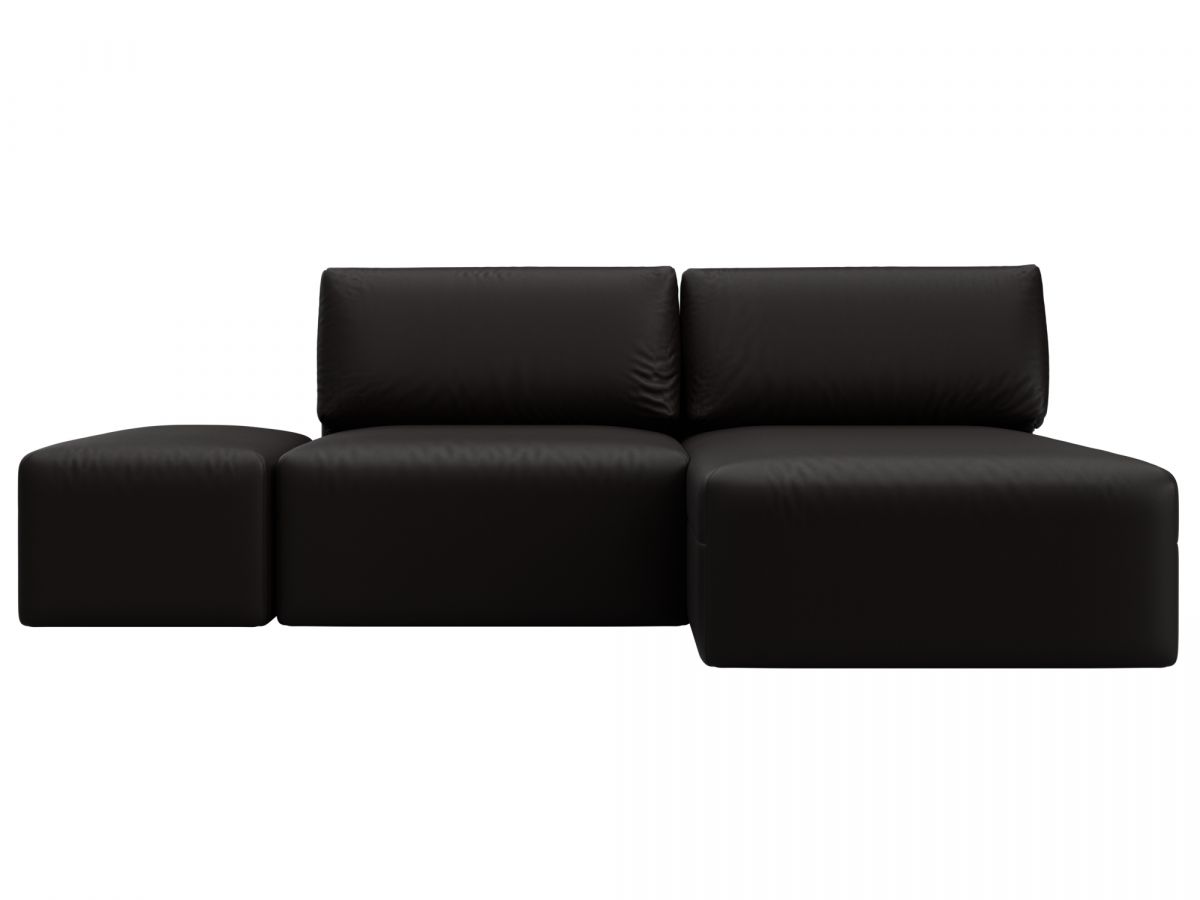 130065 Диван угловой модульный с пуфом Лига-060 НПБ угол универсальный | экокожа | grifon 12 коричневый