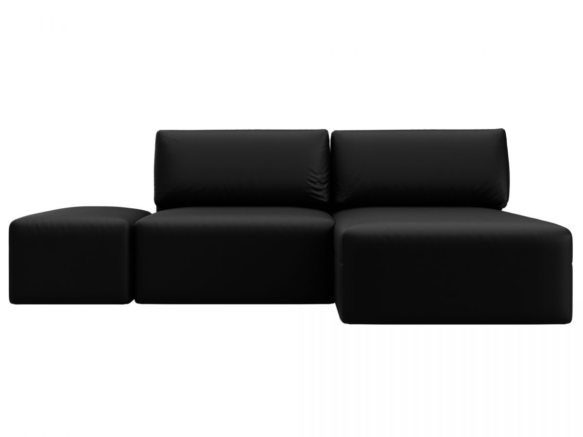 130066 Диван угловой модульный с пуфом Лига-060 НПБ угол универсальный | экокожа | grifon 18 черный