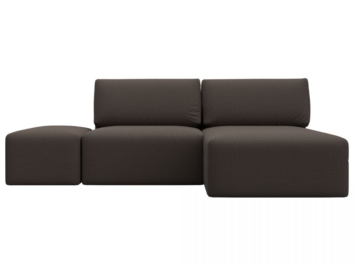 129699 Диван угловой модульный с пуфом Лига-060 НПБ угол универсальный | рогожка | амур 05 коричневый