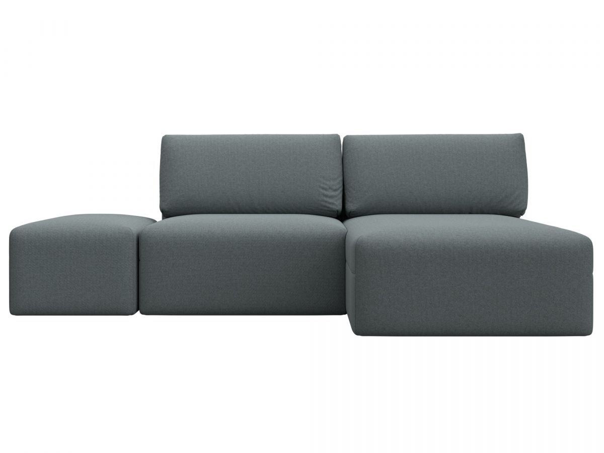 129700 Диван угловой модульный с пуфом Лига-060 НПБ угол универсальный | рогожка | амур 07 серый