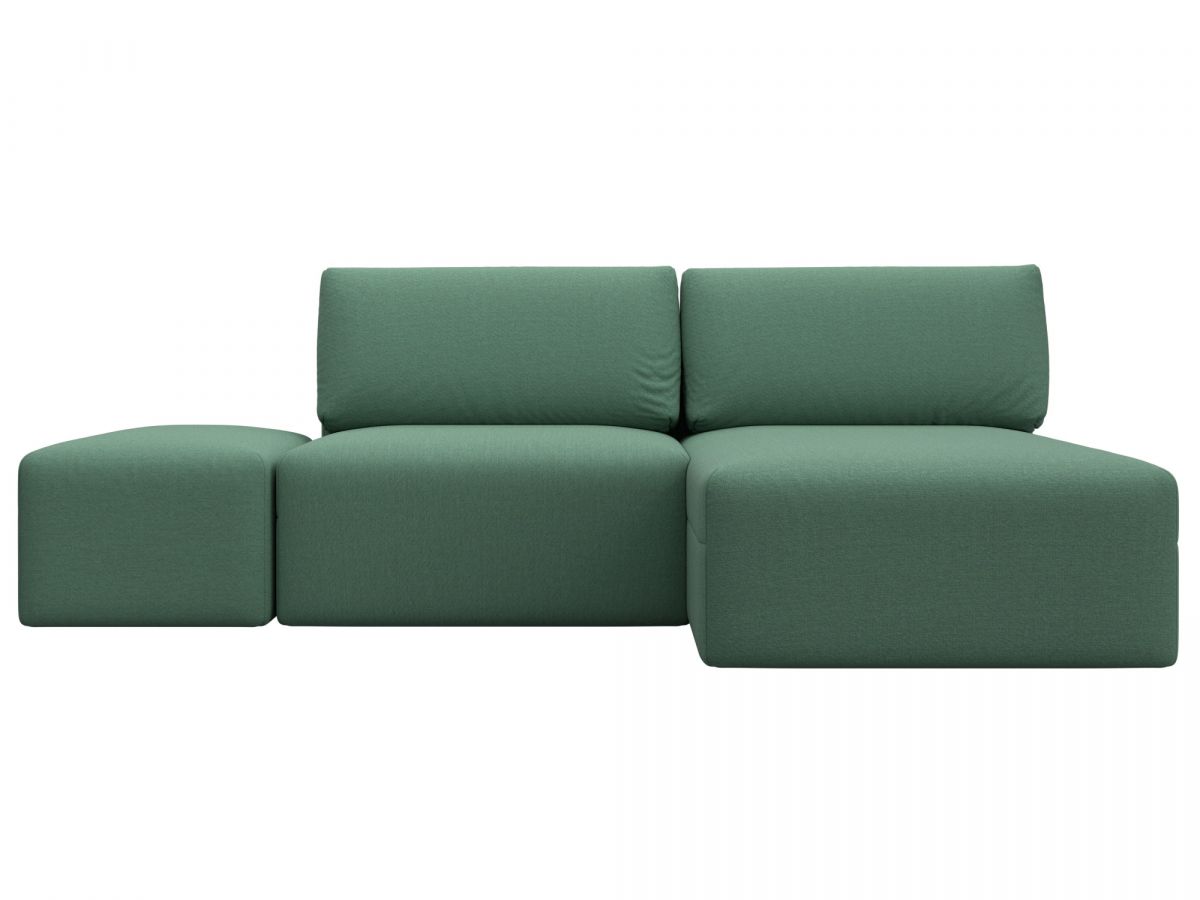 129702 Диван угловой модульный с пуфом Лига-060 НПБ угол универсальный | рогожка | амур 11 зеленый