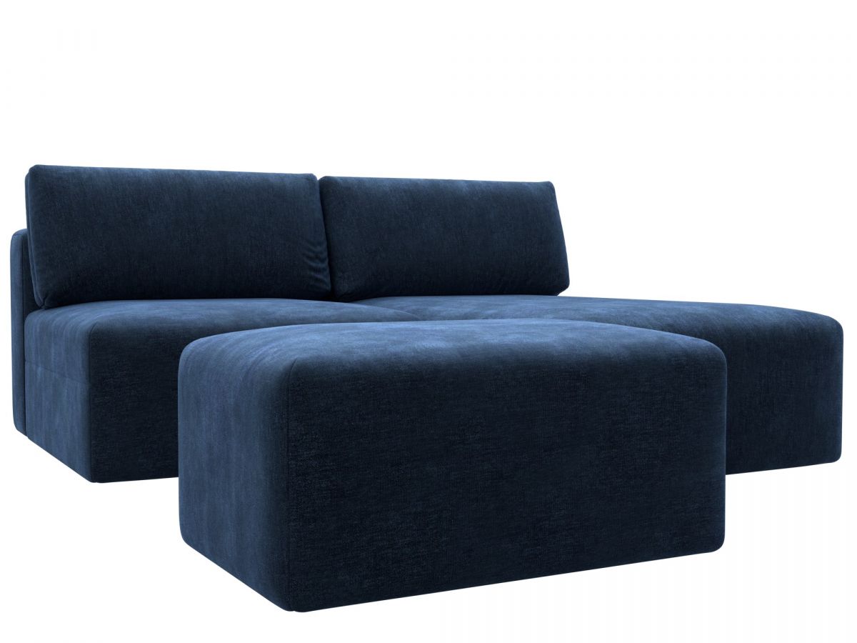 129685 Диван угловой модульный с пуфом Лига-060 НПБ угол универсальный | шенилл | rimini 10 синий