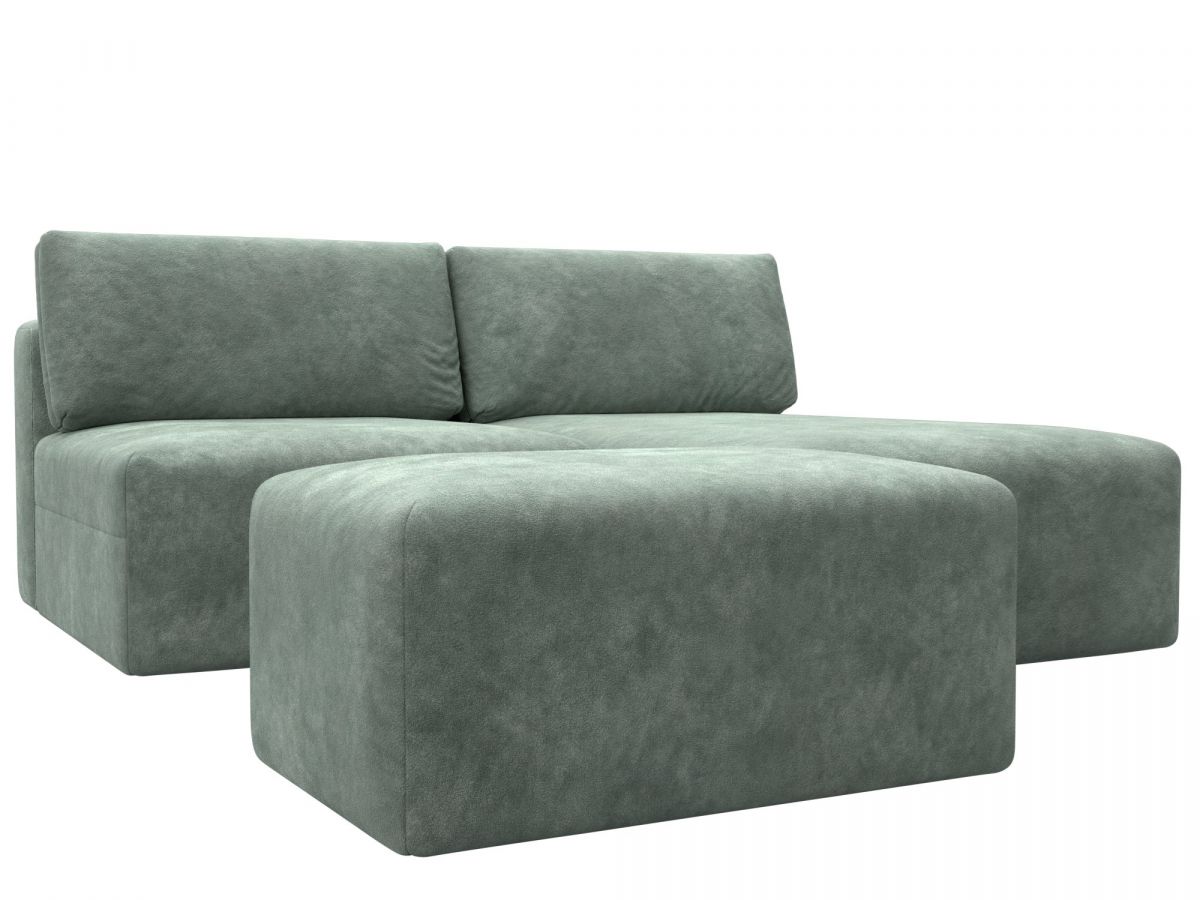 129695 Диван угловой модульный с пуфом Лига-060 НПБ угол универсальный | велюр | brut 08 зеленый
