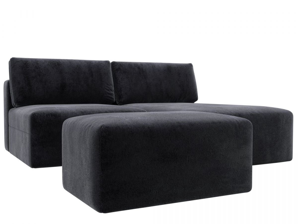 129683 Диван угловой модульный с пуфом Лига-060 НПБ угол универсальный | велюр | tower 11 темно-серый