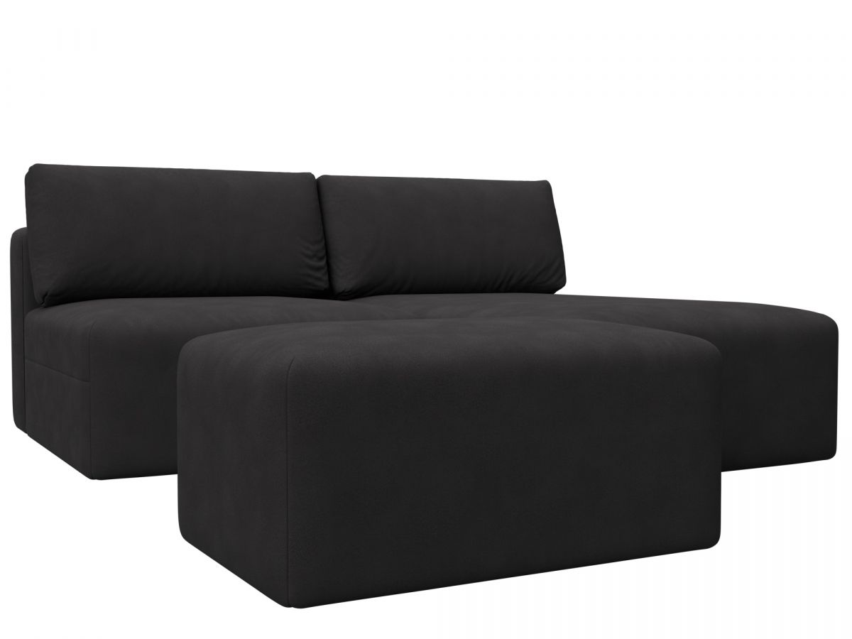 129690 Диван угловой модульный с пуфом Лига-060 НПБ угол универсальный | замша | joly 08 коричневый