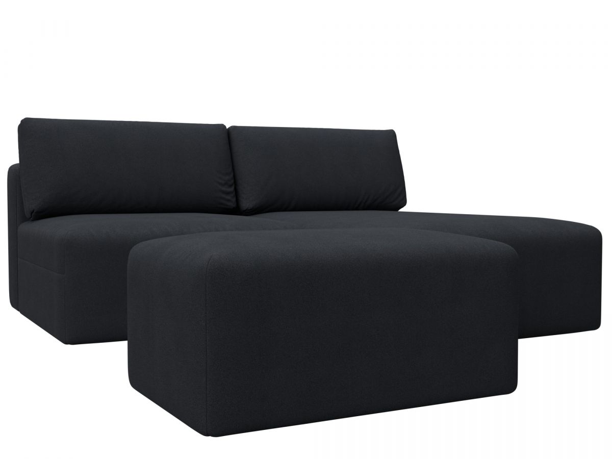 129688 Диван угловой модульный с пуфом Лига-060 НПБ угол универсальный | замша | joly 16 темно-серый