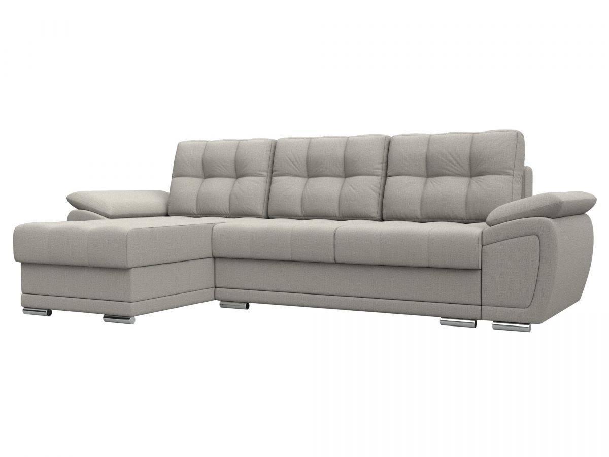 125504L Диван угловой Нэстор левый угол | рогожка | амур бежевый