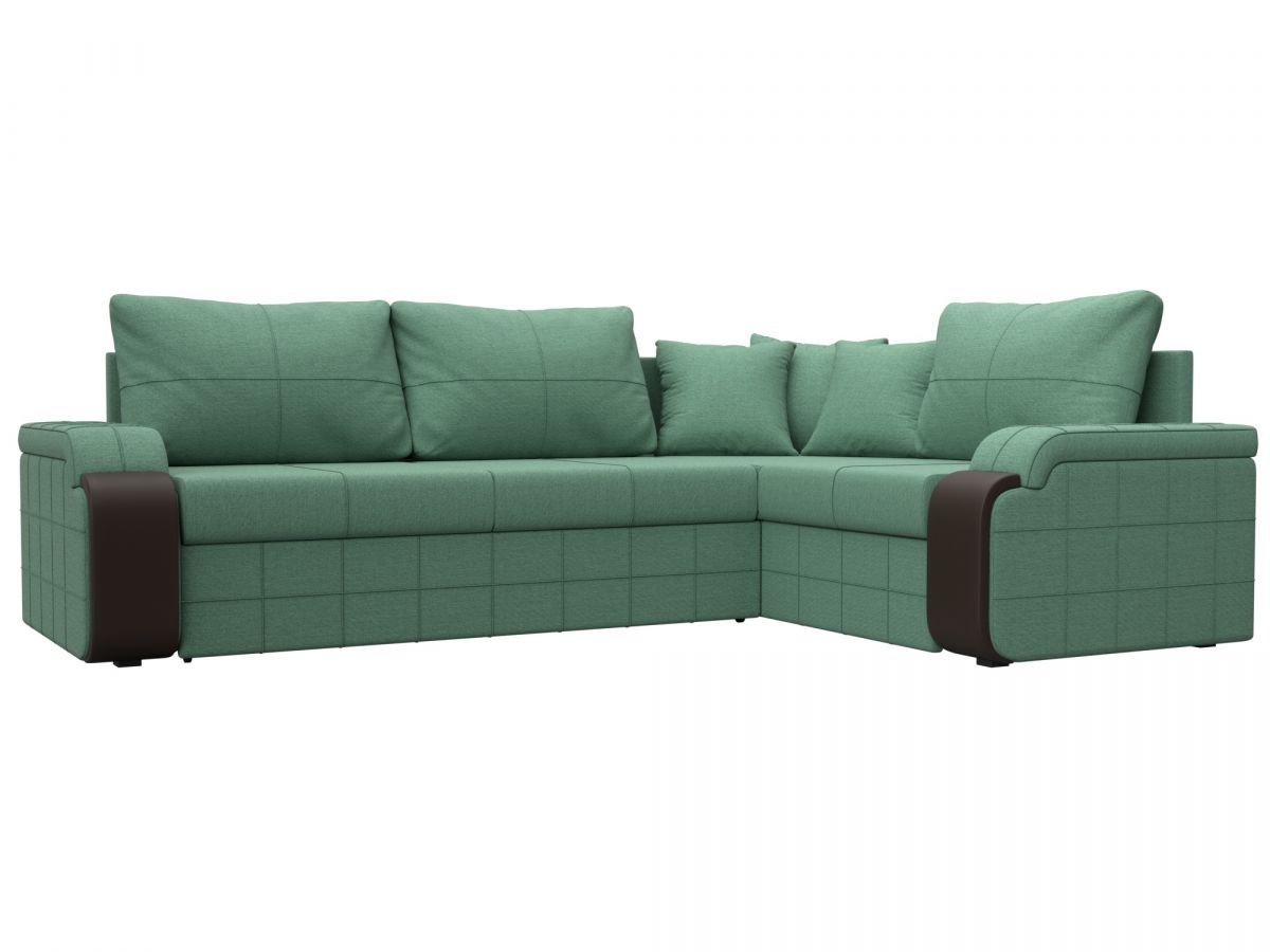 126002 Диван угловой Николь правый угол | рогожка | амур зеленый