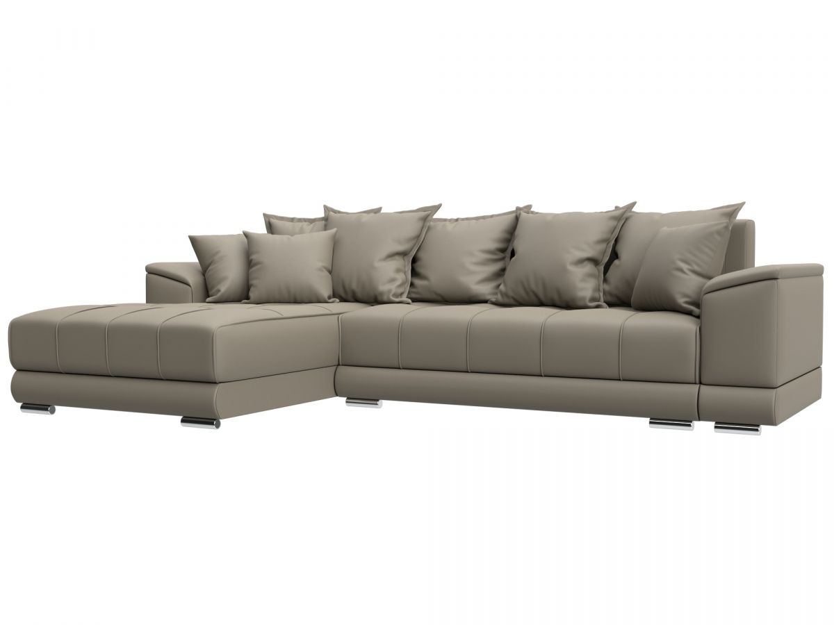 128204L Диван угловой НордСтар левый угол | экокожа | grifon 04 бежевый