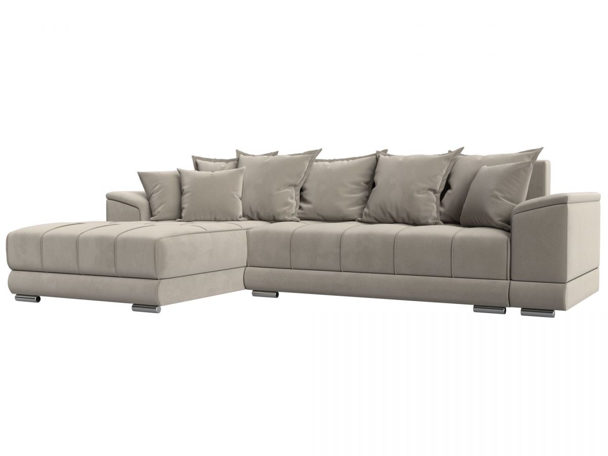 121113L Диван угловой НордСтар левый угол | микровельвет | бежевый