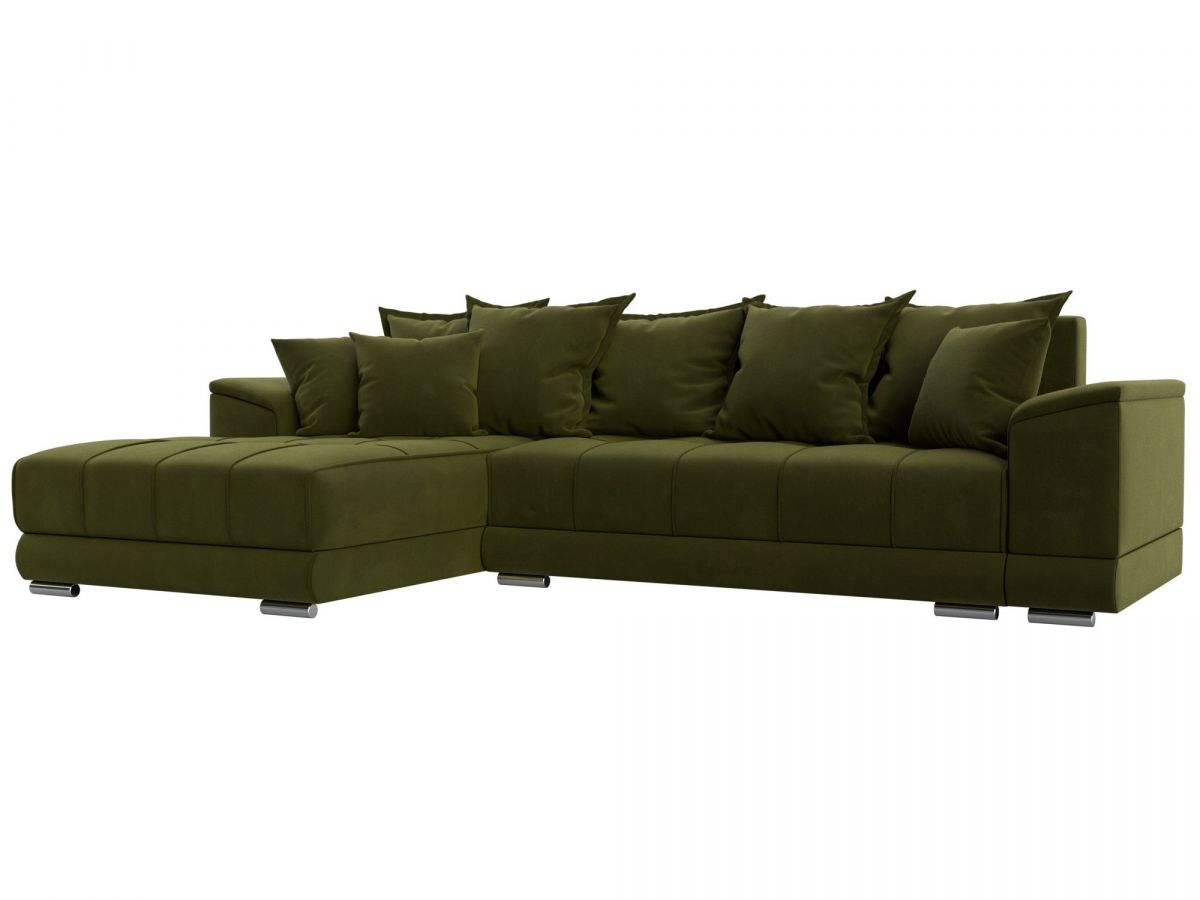121114L Диван угловой НордСтар левый угол | микровельвет | зеленый