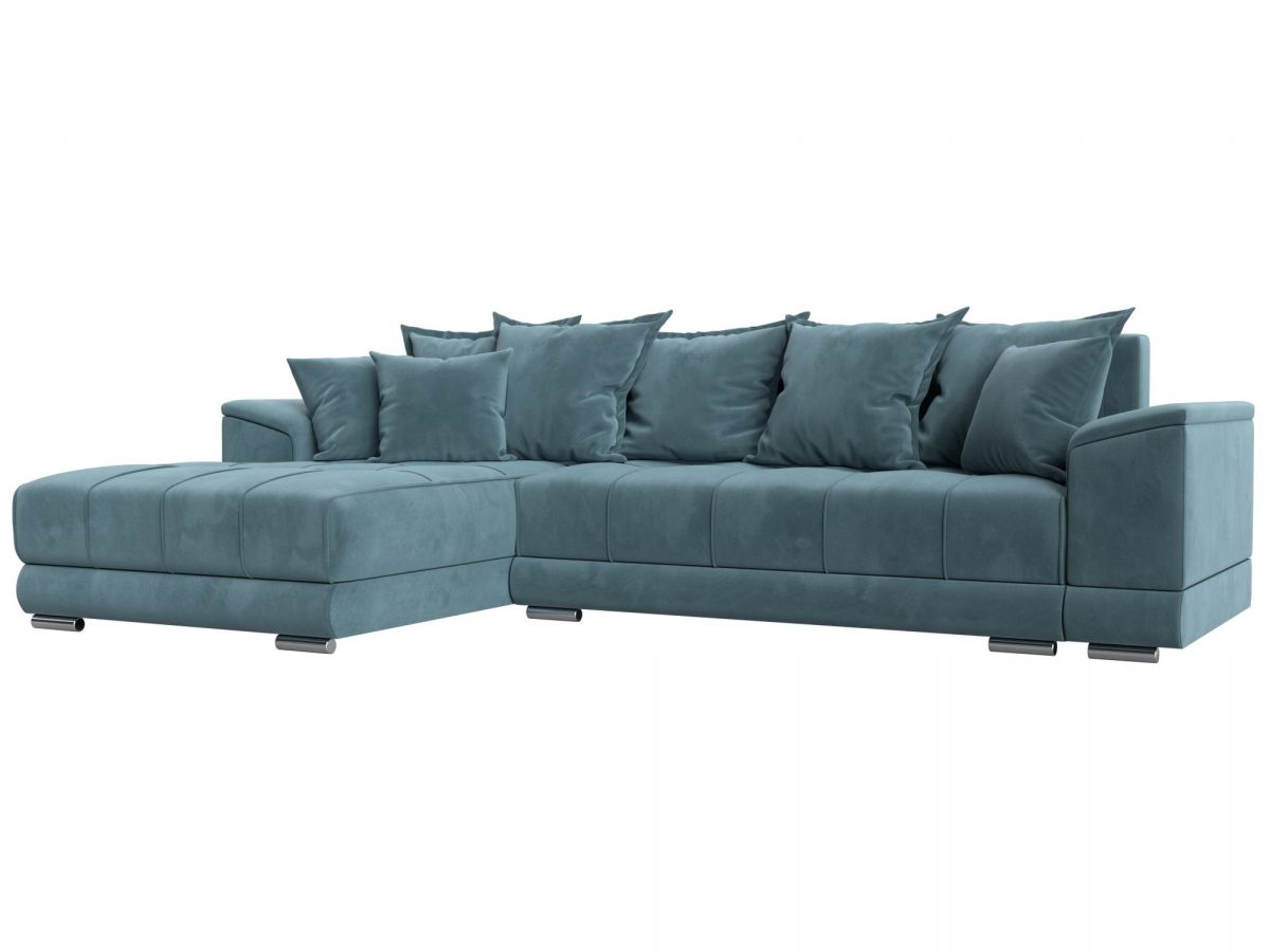 121106L Диван угловой НордСтар левый угол | велюр | бирюзовый
