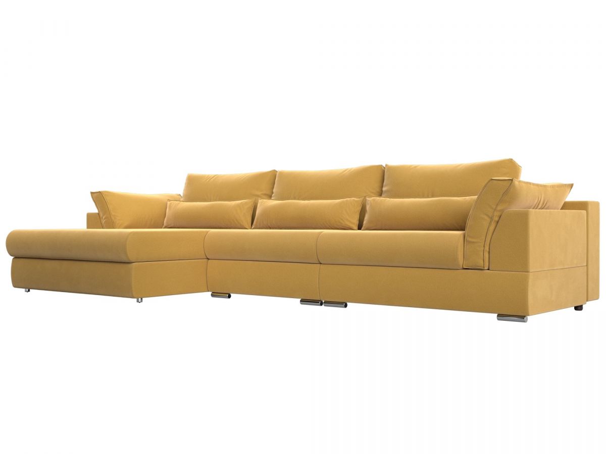 115433L Диван угловой Пекин Long угол левый | микровельвет | желтый
