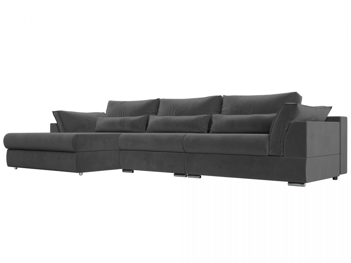 115428L Диван угловой Пекин Long угол левый | велюр | серый