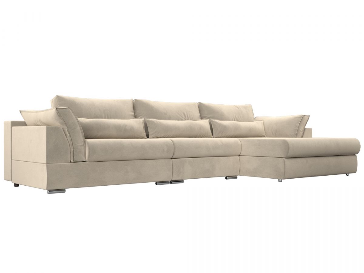 115431 Диван угловой Пекин Long угол правый | микровельвет | бежевый