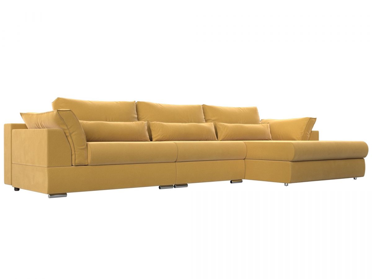 115433 Диван угловой Пекин Long угол правый | микровельвет | желтый