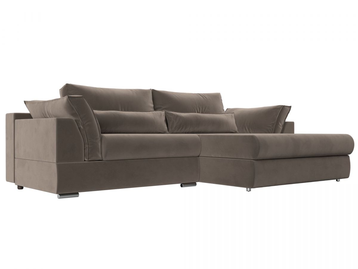 115403 Диван угловой Пекин угол правый | велюр | коричневый