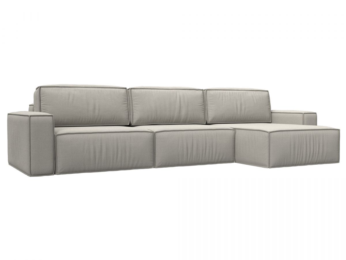 125534 Диван угловой Прага Классик лонг правый угол | рогожка | амур бежевый