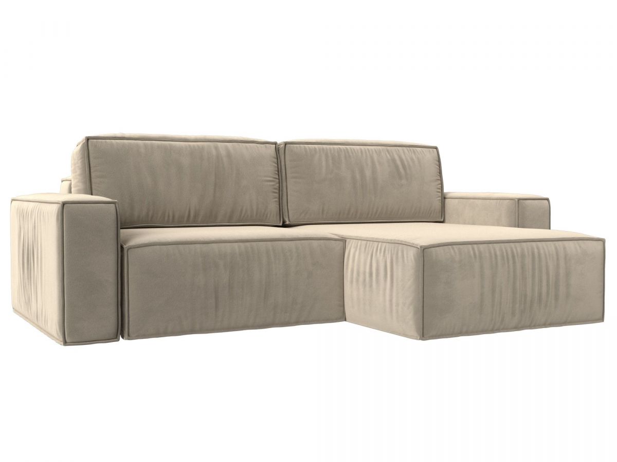 116771 Диван угловой Прага классик правый угол | микровельвет | бежевый