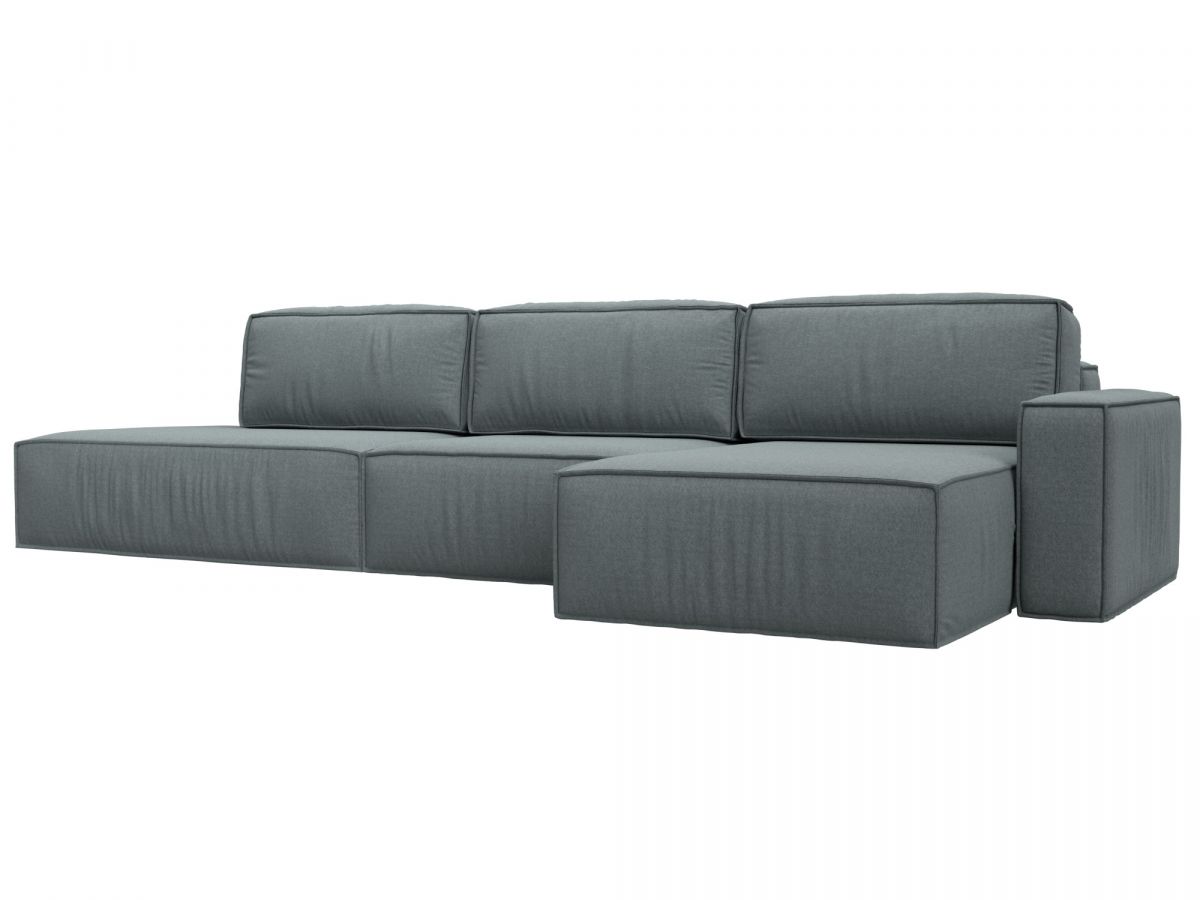 124847 Диван угловой Прага модерн лонг правый угол | рогожка | амур серый