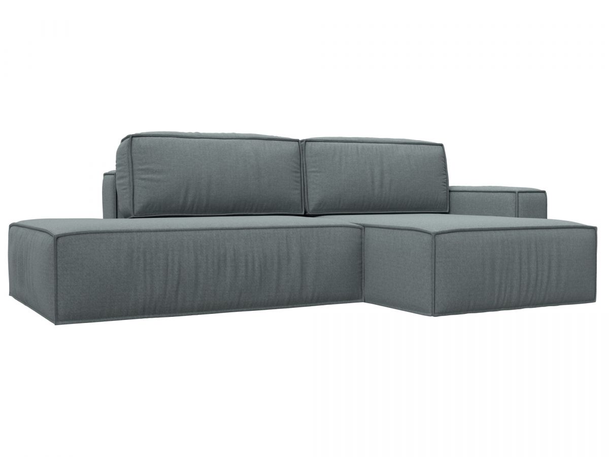 124851 Диван угловой Прага модерн правый угол | рогожка | амур серый