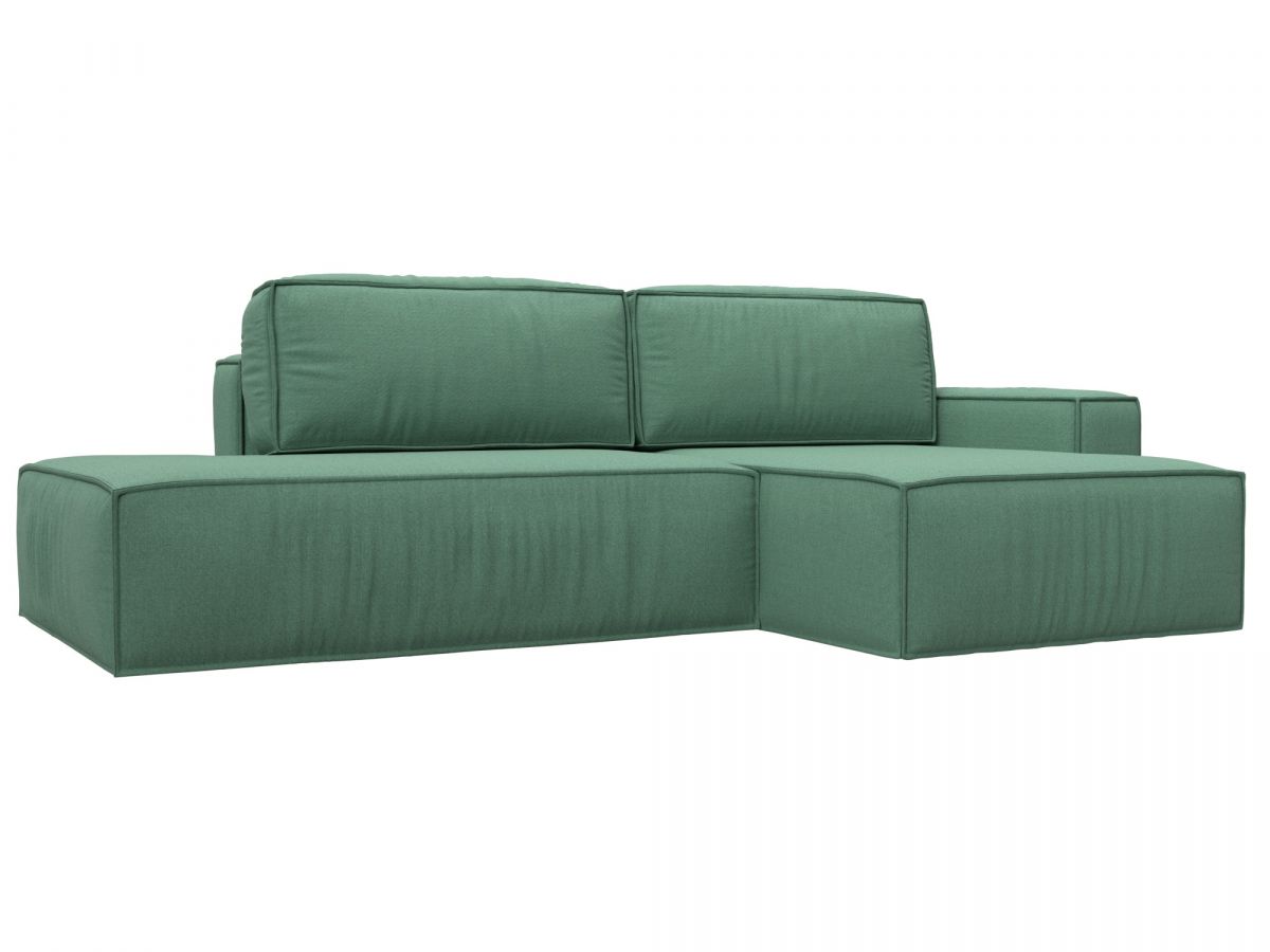 124849 Диван угловой Прага модерн правый угол | рогожка | амур зеленый