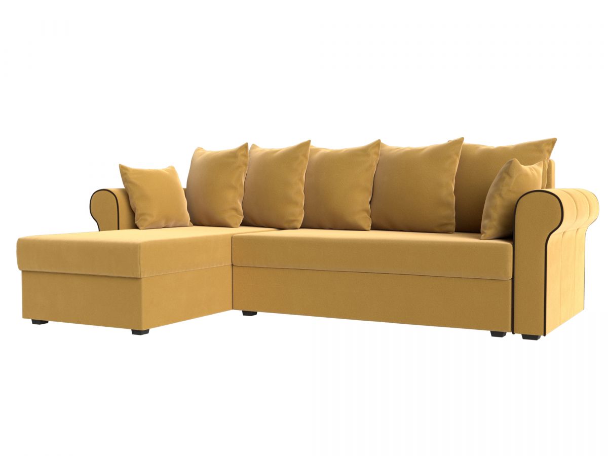 112583L Диван угловой Рейн левый угол | микровельвет | желтый