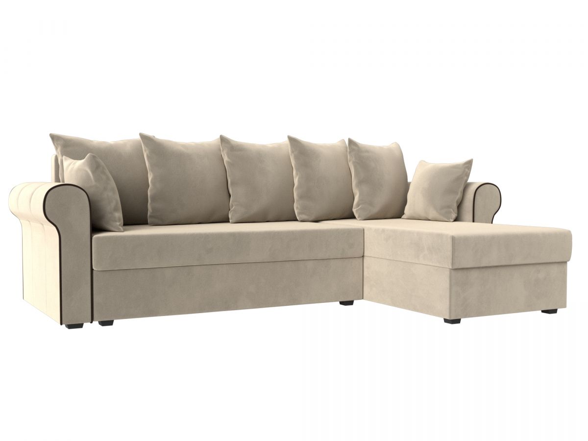 112581 Диван угловой Рейн правый угол | микровельвет | бежевый