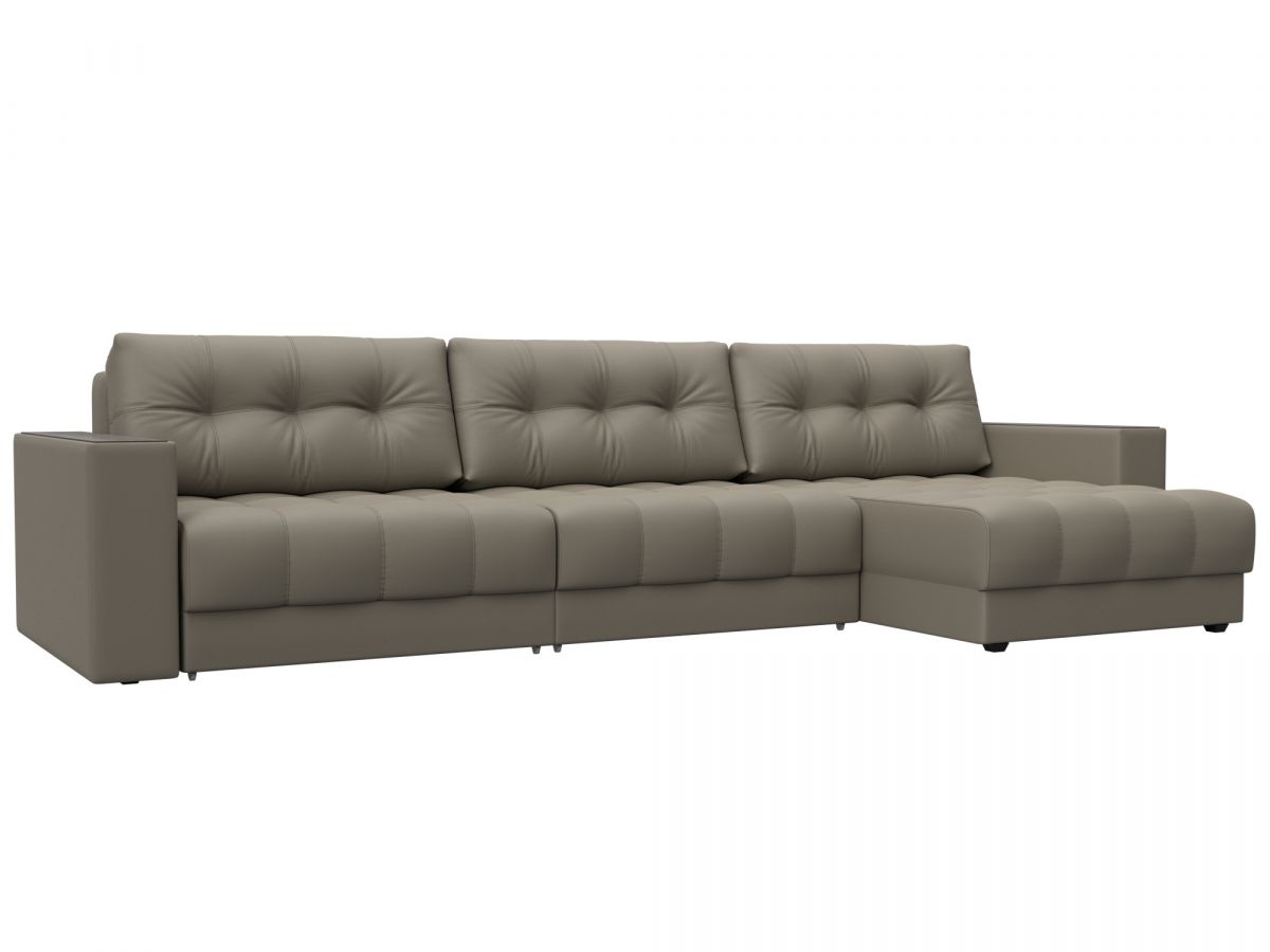 128305 Диван угловой с декором Лига-049 НПБ Лонг | экокожа | grifon 04 бежевый