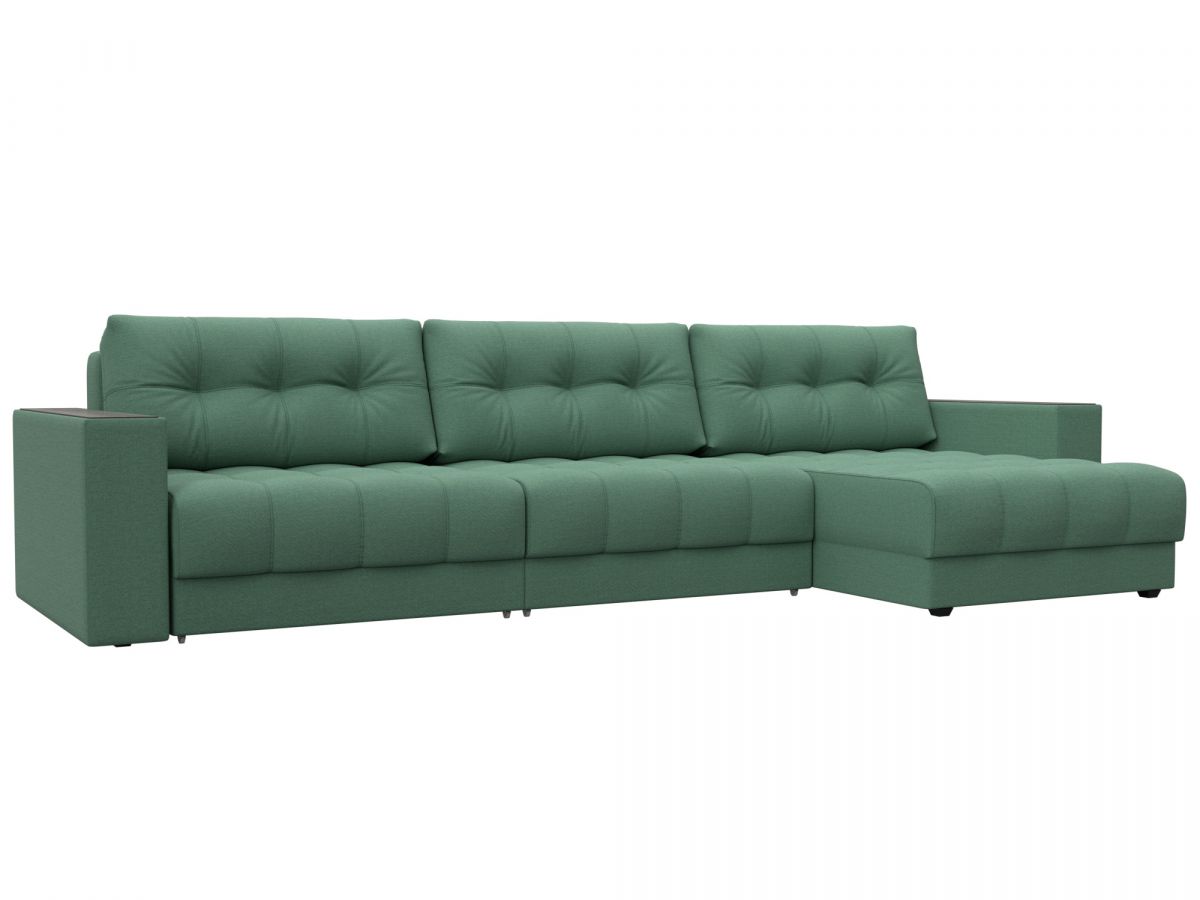 128293 Диван угловой с декором Лига-049 НПБ Лонг | рогожка | амур 11 зеленый