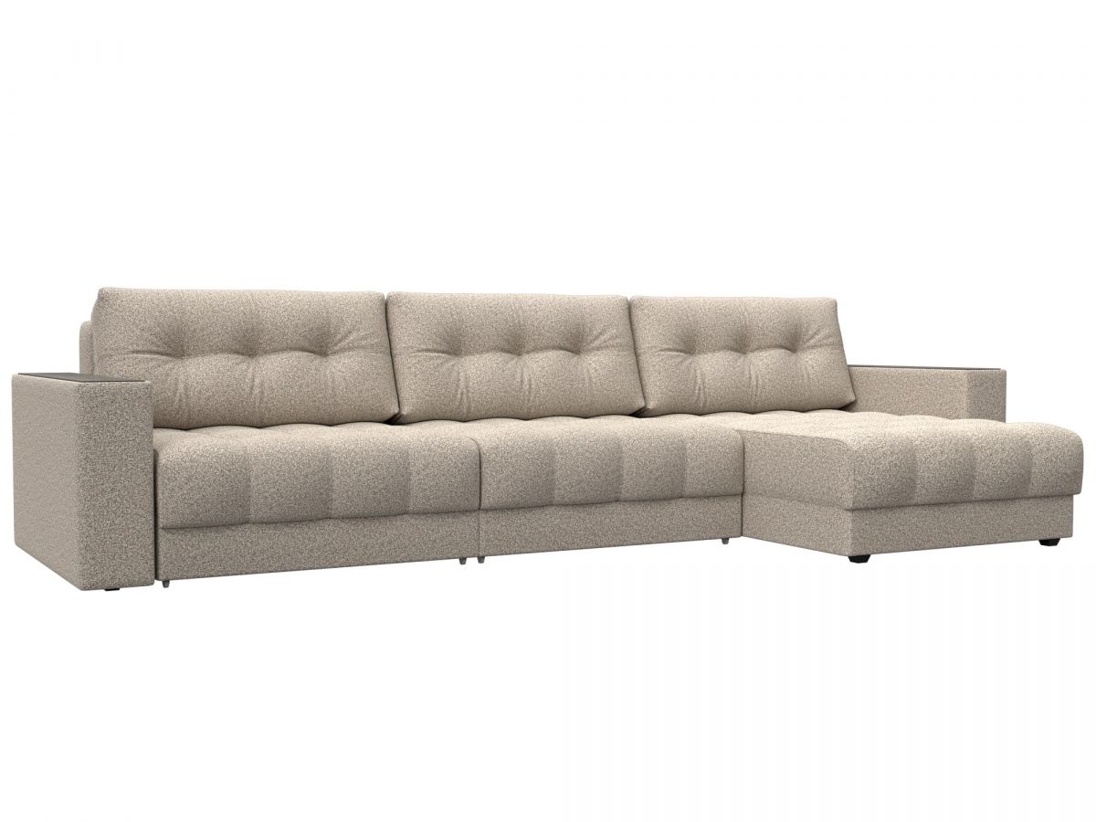 128515 Диван угловой с декором Лига-049 НПБ Лонг | велюр | ness 04 бежевый