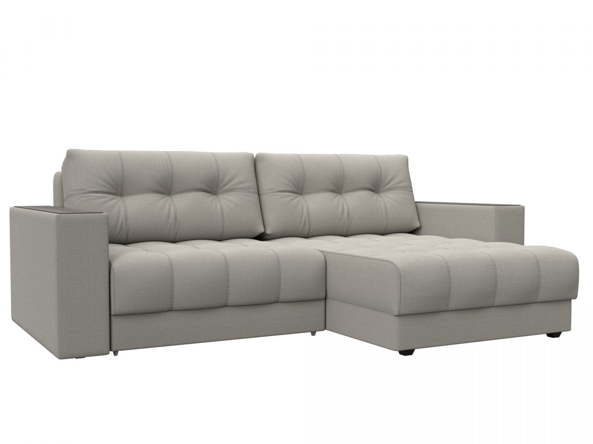 128450 Диван угловой с декором Лига-049 НПБ | рогожка | амур 02 бежевый