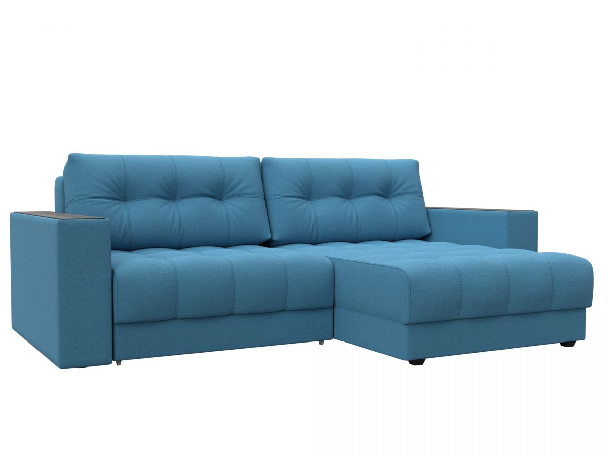 128453 Диван угловой с декором Лига-049 НПБ | рогожка | амур 10 голубой