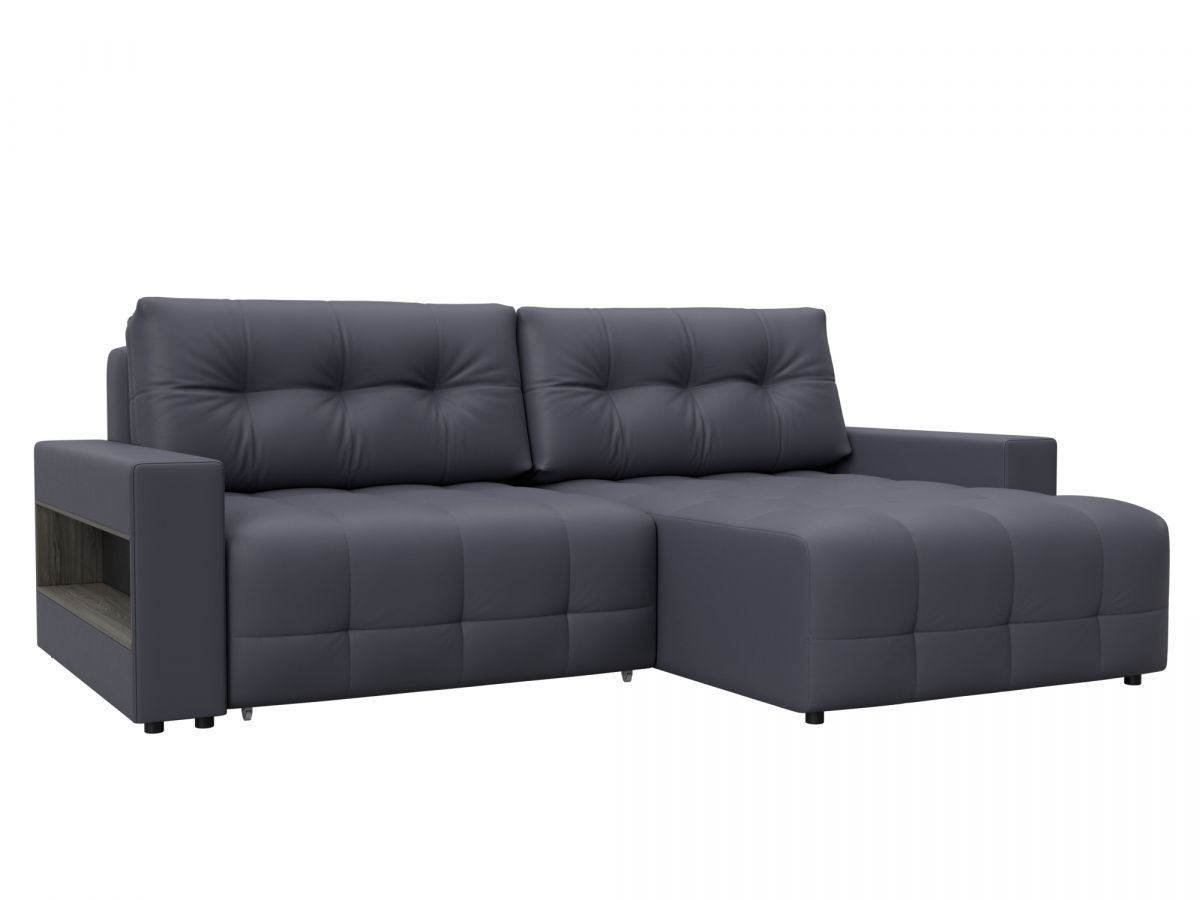 128944 Диван угловой с полками Лига-053 НПБ | экокожа | grifon 15 серый