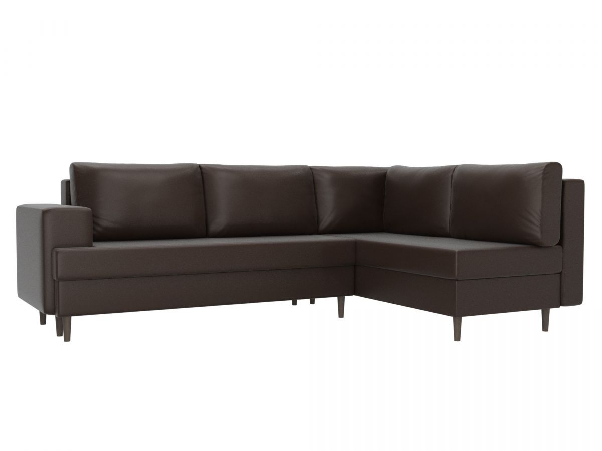 100856 Диван угловой Сильвана правый угол | экокожа | коричневый