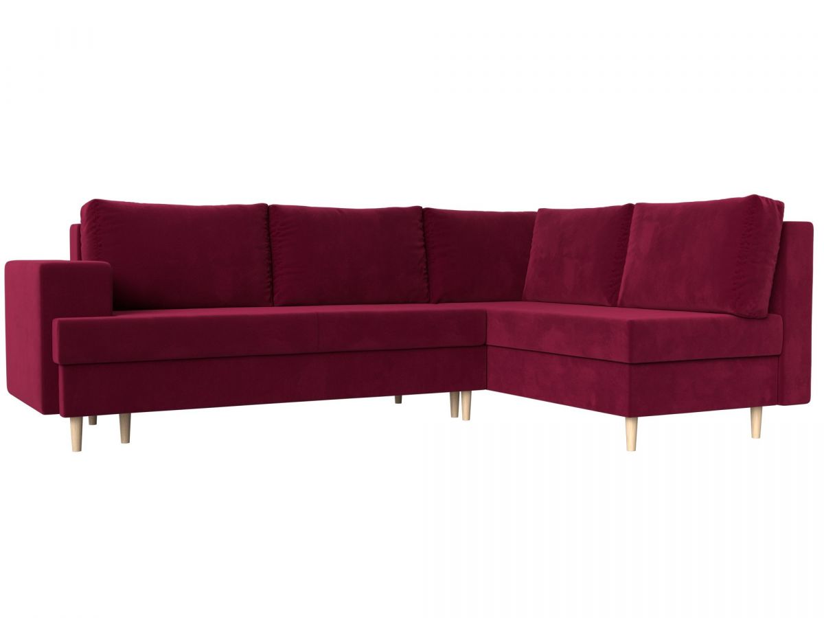 119721 Диван угловой Сильвана правый угол | микровельвет | бордовый