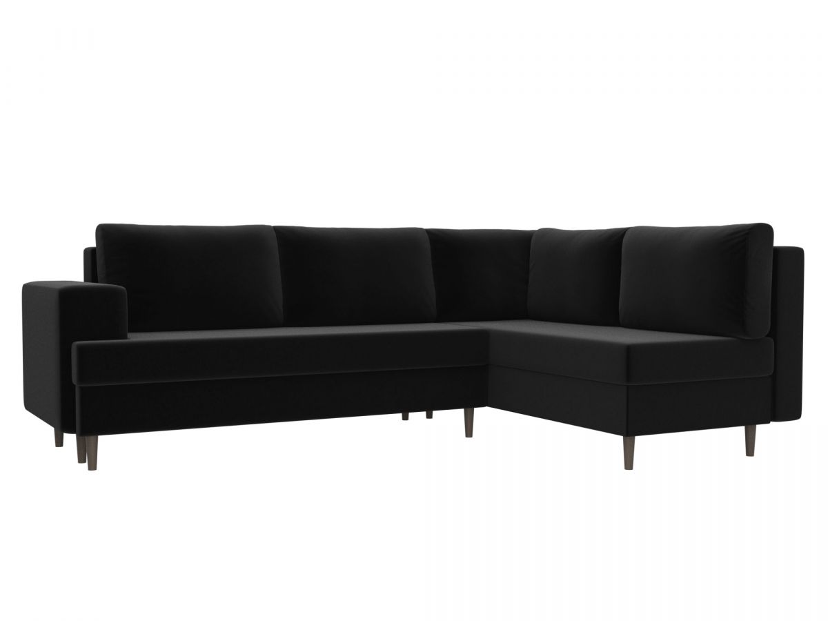 100850 Диван угловой Сильвана правый угол | микровельвет | черный