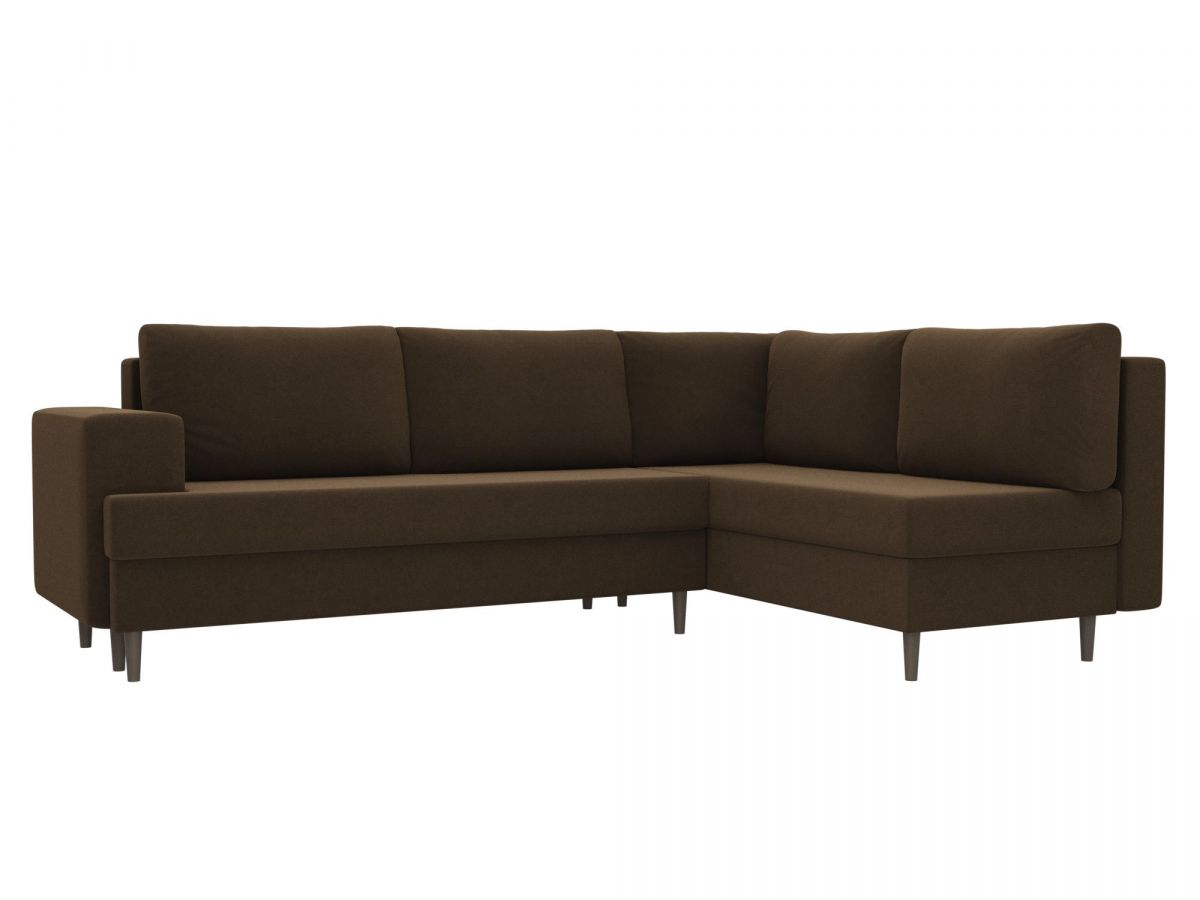 100848 Диван угловой Сильвана правый угол | микровельвет | коричневый