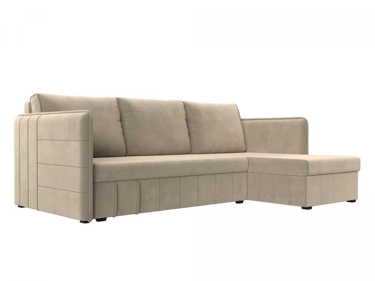 119973 Диван угловой Слим правый угол | микровельвет | бежевый