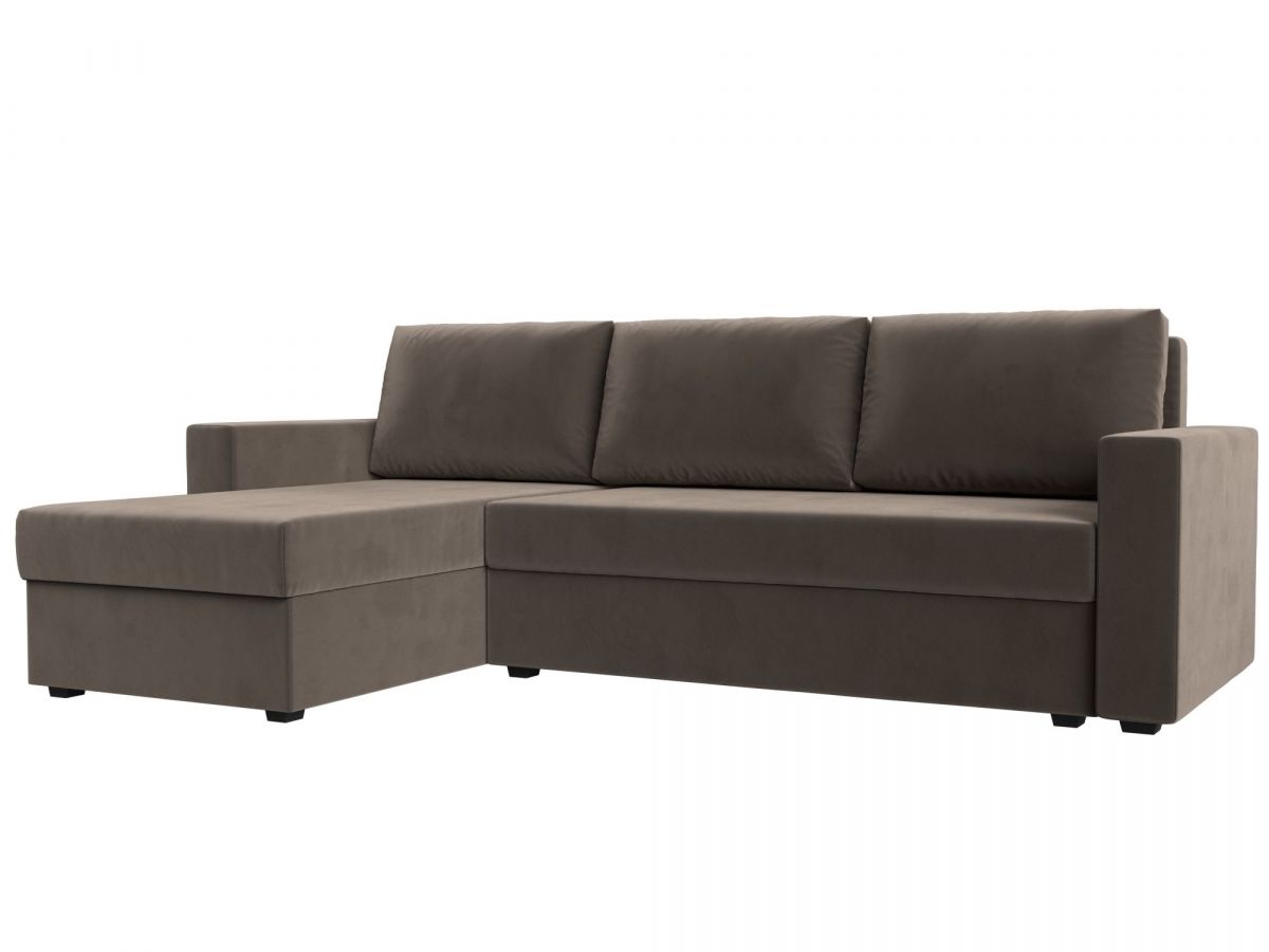 117148L Диван угловой Траумберг Лайт левый угол | велюр | коричневый