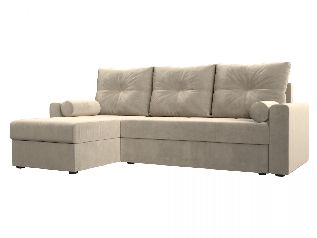 114064L Диван угловой Верона Лайт левый угол | микровельвет | бежевый