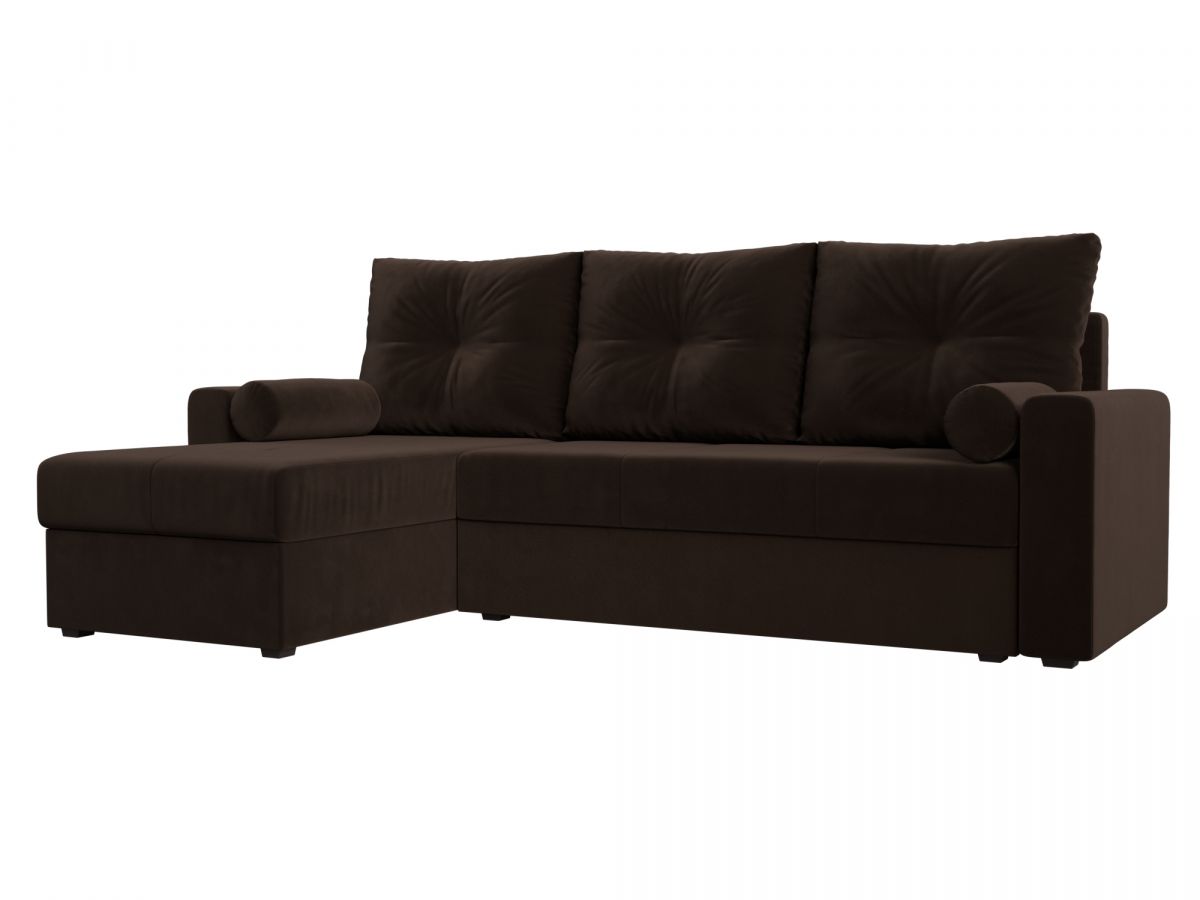 114069L Диван угловой Верона Лайт левый угол | микровельвет | коричневый