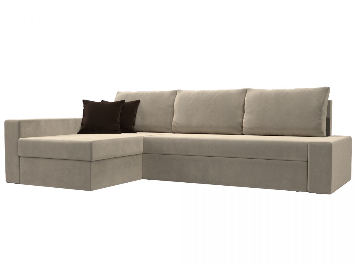 29470L Диван угловой Версаль левый угол | микровельвет | бежевый, коричневый