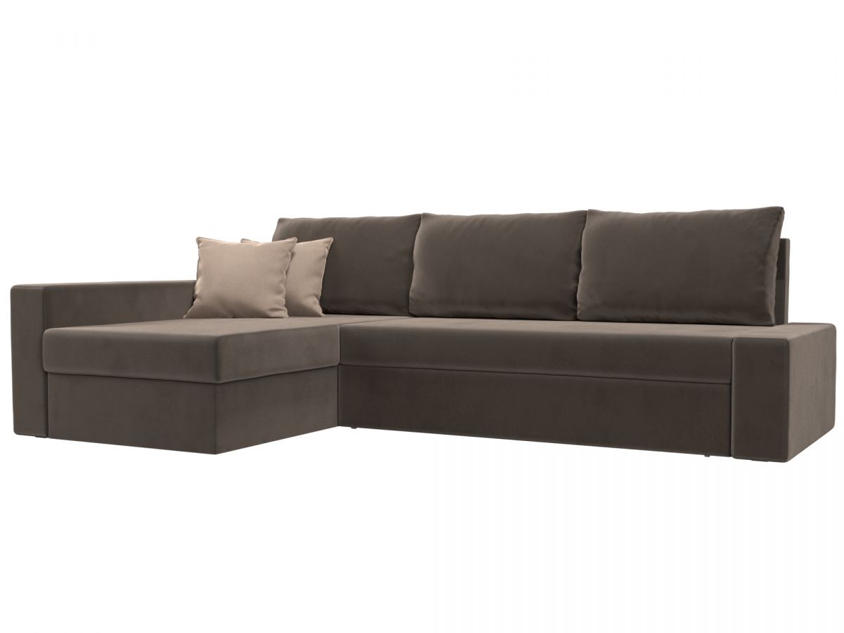 105812L Диван угловой Версаль левый угол | велюр | коричневый, бежевый