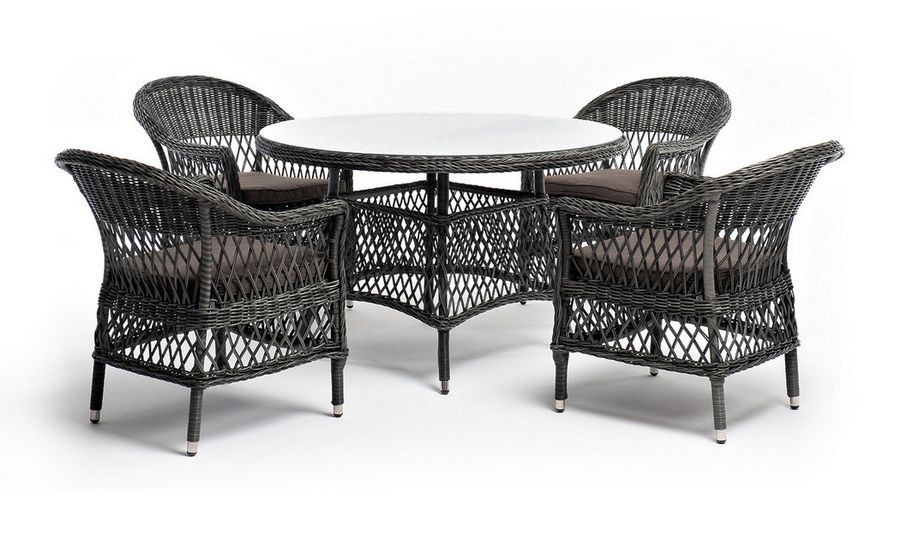 "Дольче" обеденная группа из искусственного ротанга, цвет графит