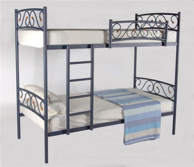 Двухъярусная кровать Валерия-DD синий бархат с матрасом Дрема Etalon струтто 90Х200