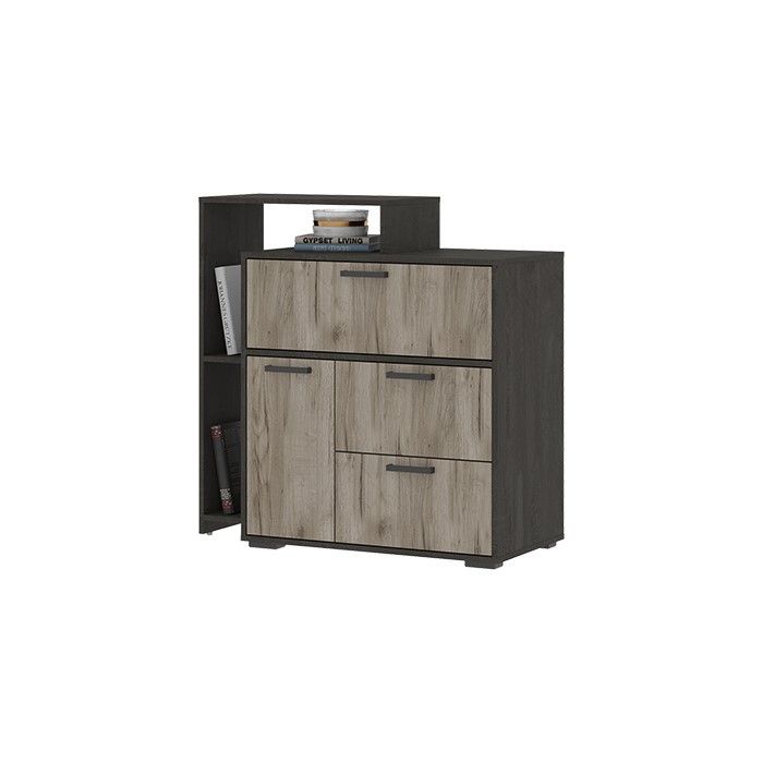 Эдинбург Комод КМ-01 (1002х988х450) дуб крафт серый-железный камень