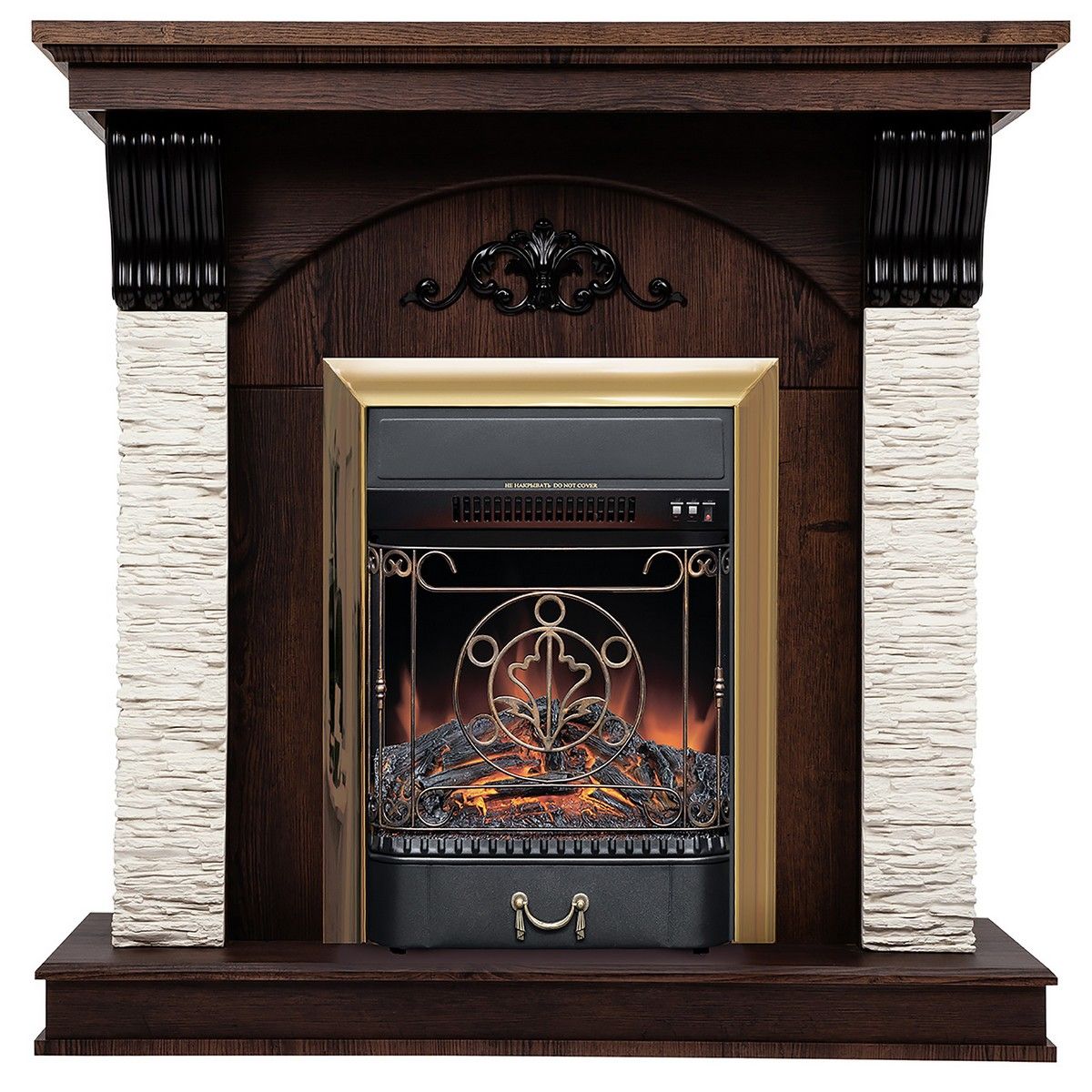 Электрокамин Corfino NT с очагом Majestic Lux Brass