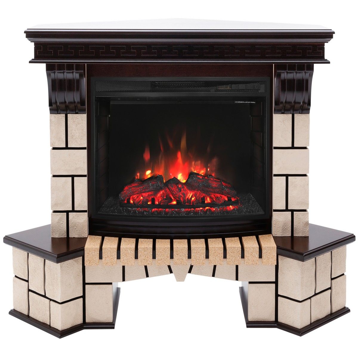 Электрокамин RealFlame Stone Coner AO c Evrika 25,5 LED, звуковая имитация горения